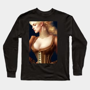 Beautiful Fantasy Blonde Steampunk Corset Artwork Long Sleeve T-Shirt